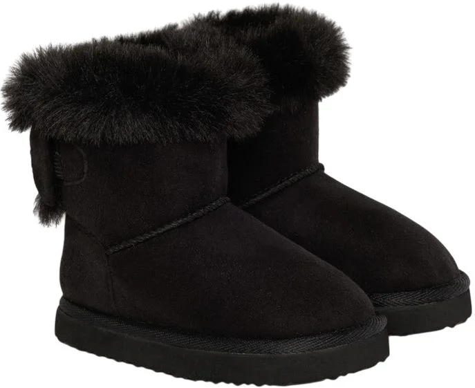 image for Saxo Blues Botine cu efect de piele intoarsa cu blanita Faux Black foto
