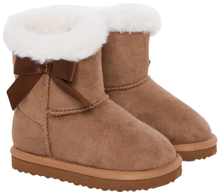 image for Saxo Blues Cizme cu efect de piele intoarsa cu blanita Faux Camel foto