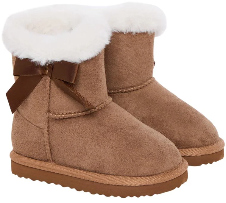 image for Saxo Blues Cizme cu efect de piele intoarsa cu blanita Faux Camel foto