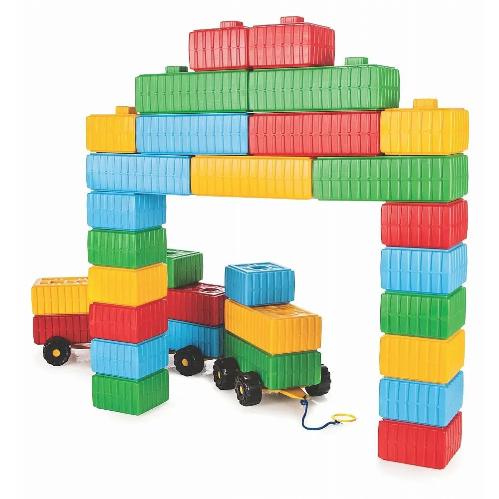 image for Set de constructie Pilsan cu caramizi mari si roti, 43 piese foto