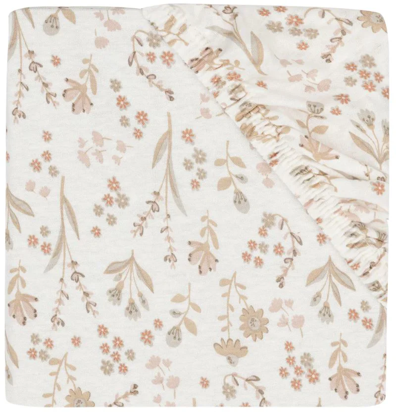 Простыня на резинке Jollein Jersey Bloomy, 120x60 см foto