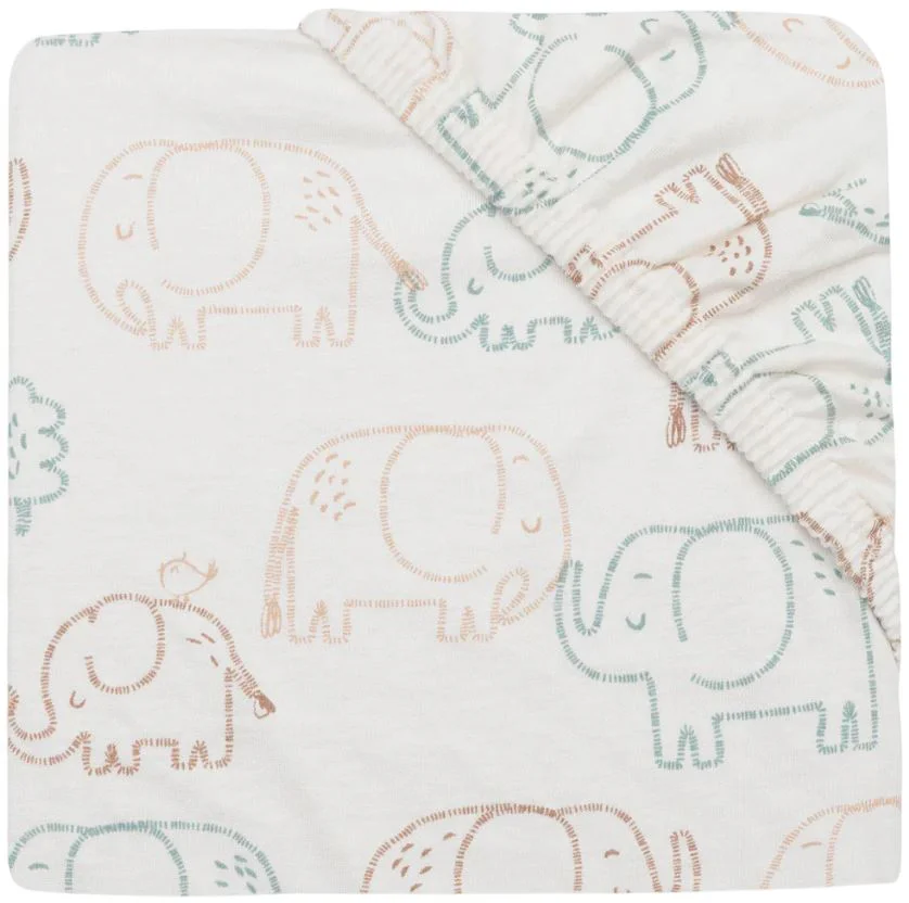 Cearsaf cu elastic Jollein Jersey Elephant Tales, 120x60 cm foto
