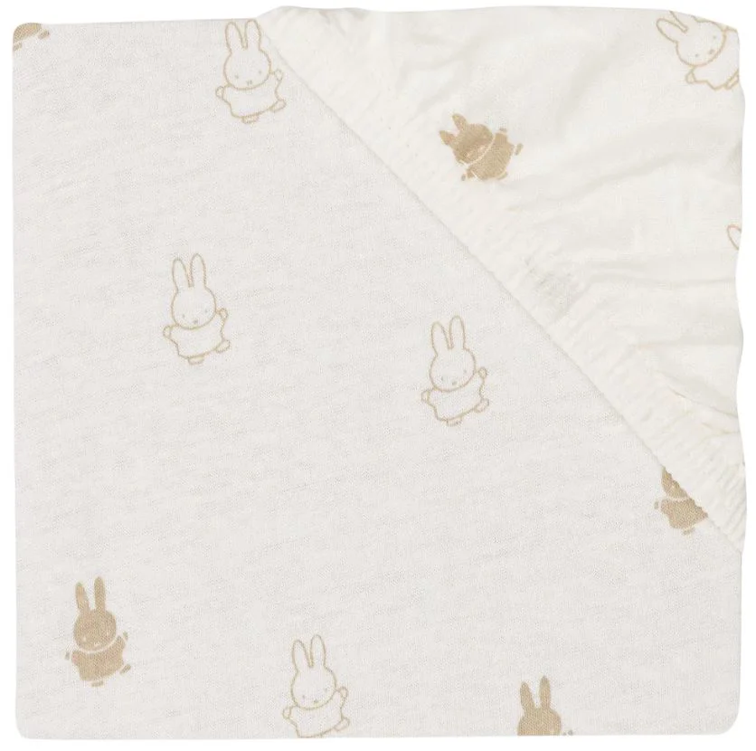Cearsaf cu elastic Jollein Jersey Happy Miffy Nougat, 40/50x80/90 cm foto