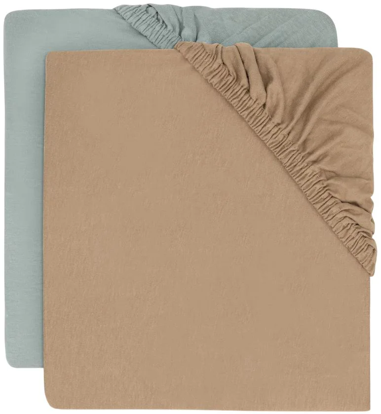 Cearsaf cu elastic Jollein Jersey Sea Green/Biscuit, 120x60 cm, 2 buc. foto