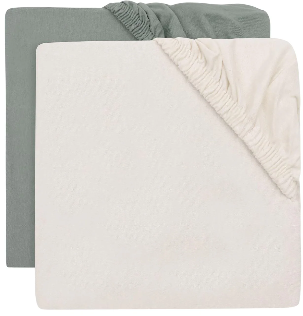 Cearsaf cu elastic Jollein Jersey Sea Green/Ivory, 120x60 cm, 2 buc. foto