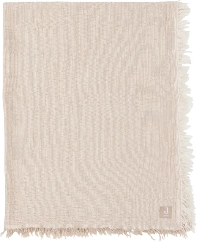 image for Плед муслиновый Jollein Fringe Stripe Biscuit GOTS, 120x120 см foto