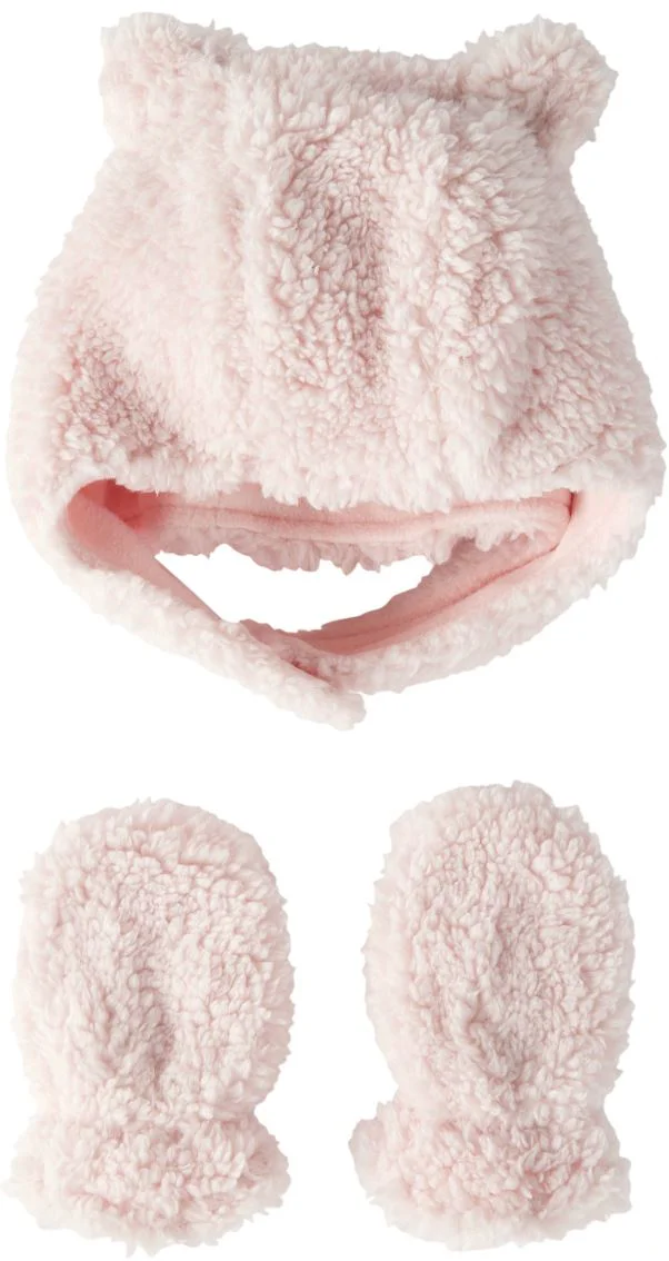 Carter's Комплект 2 в 1 Sherpa Pink - шапочка и варежки foto