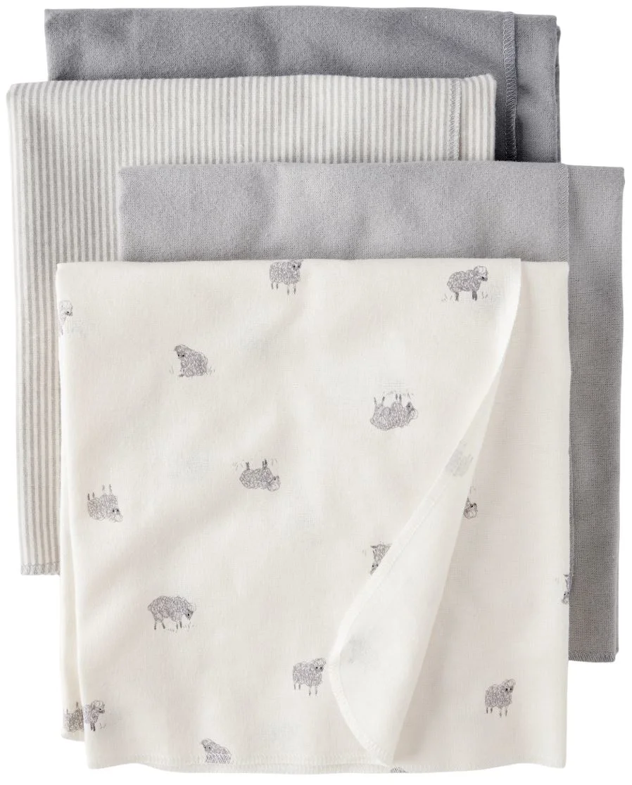 Carter's Set 4 paturele din bumbac Grey Stripe Sheep foto