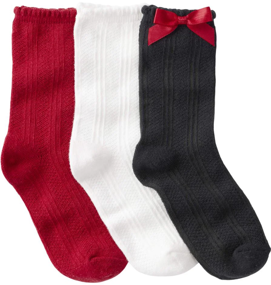 image for Carter's Set 3 perechi de sosete Christmas Bow-Blk-Wht-Red Crew foto