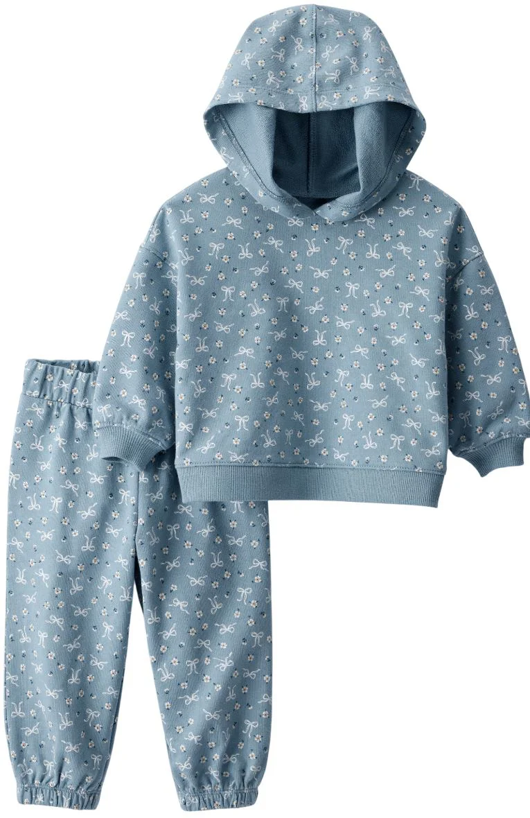 image for Carter's Комплект 2 в 1 Blue Floral - худи с капюшоном и штаны foto