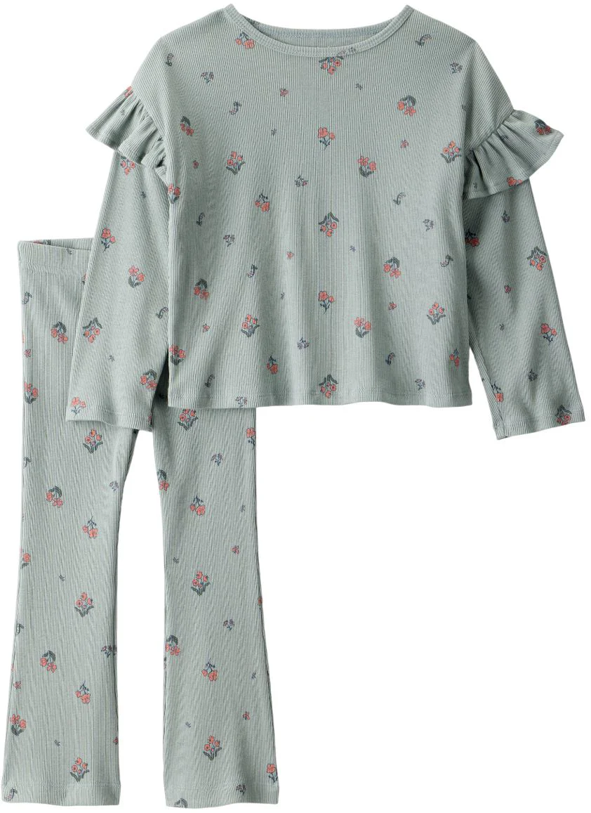 image for Carter's Set 2 piese Green Floral - bluza si pantaloni foto