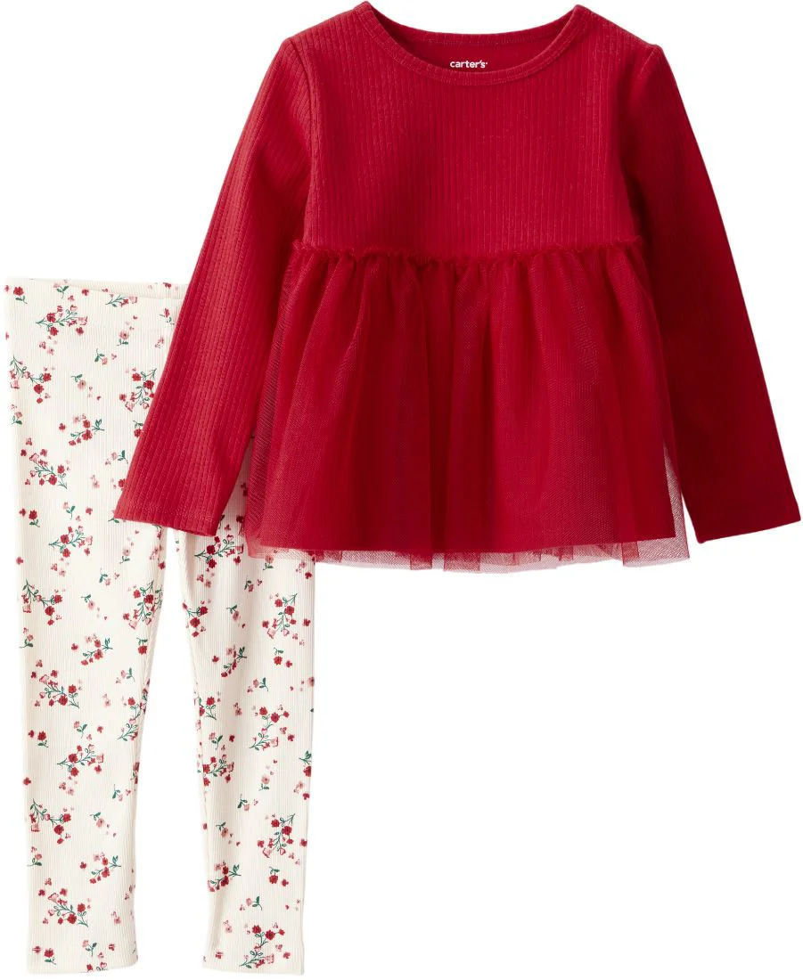 image for Carter's Set 2 piese Christmas Red Tulle - bluza cu tul si pantaloni foto