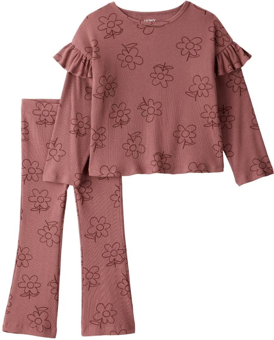image for Carter's Set 2 piese Brown Floral - bluza si pantaloni foto