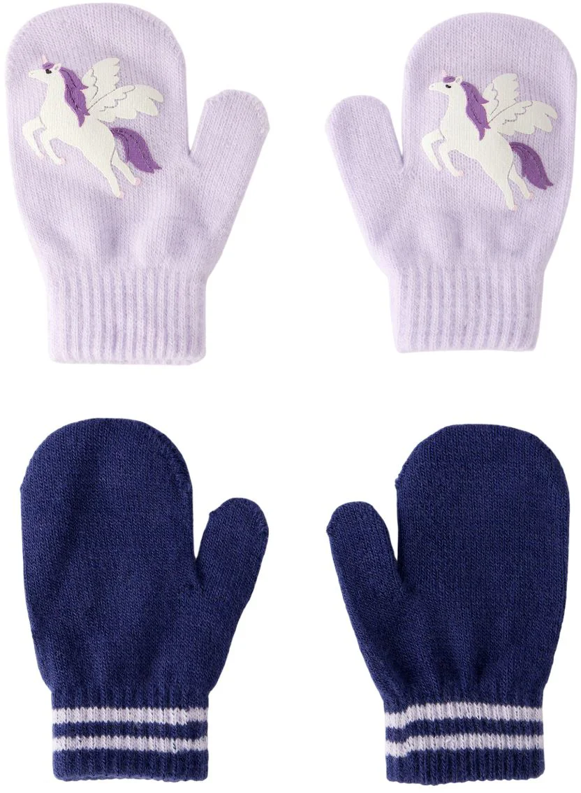 image for Carter's Set 2 perechi de manusi Mitten Purp Unicorn-Navy Stripe foto