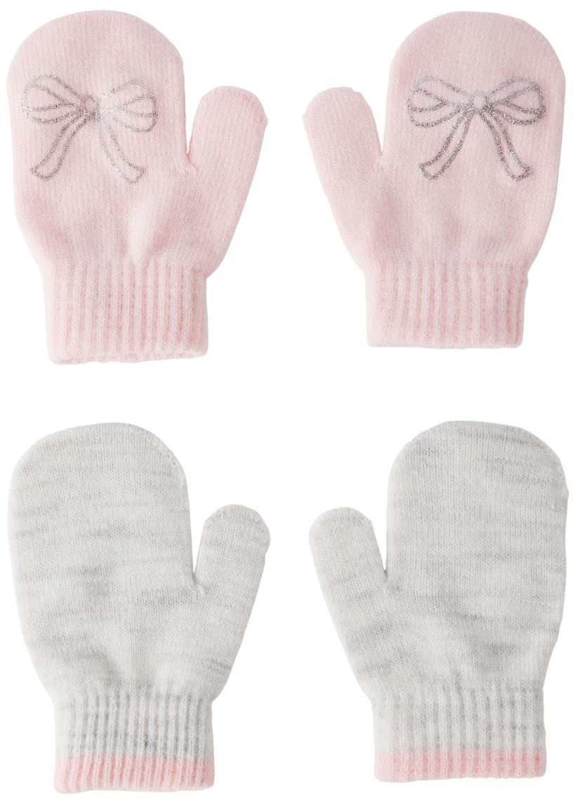 Carter's Set 2 perechi de manusi Mitten Pink Bow-Grey foto
