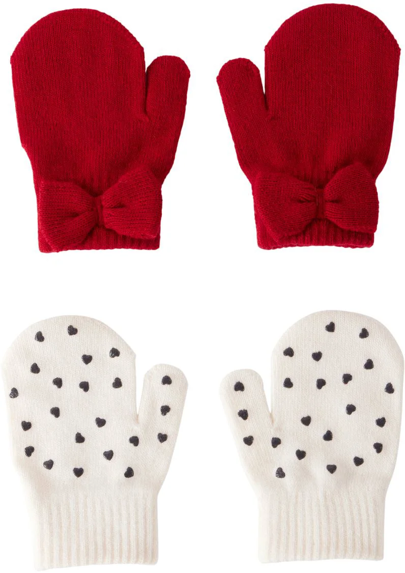 image for Carter's Set 2 perechi de manusi Mitten Heart Print-Red Bow foto