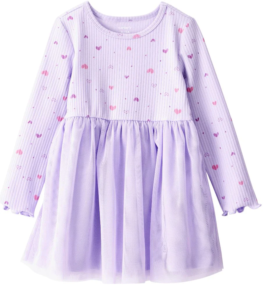 image for Carter's Rochita cu maneca lunga cu tul Purple Heart foto