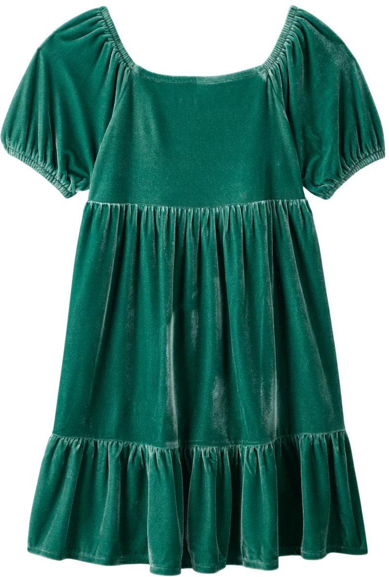 Carter's Rochita din catifea cu maneca scurta Green foto