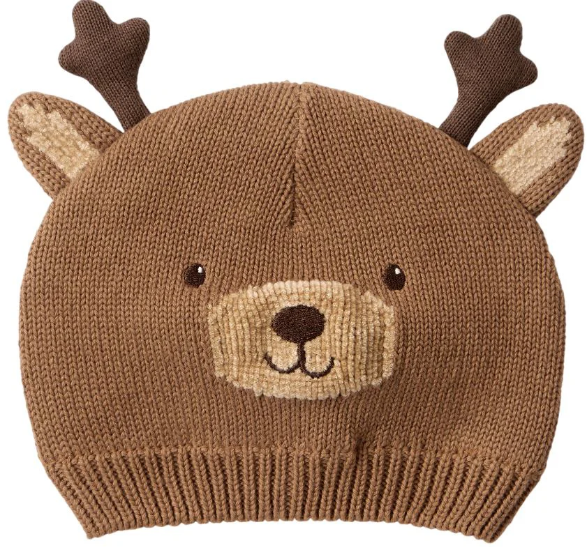 image for Carter's Caciulita Christmas Hat Brown Crochet Reindeer foto