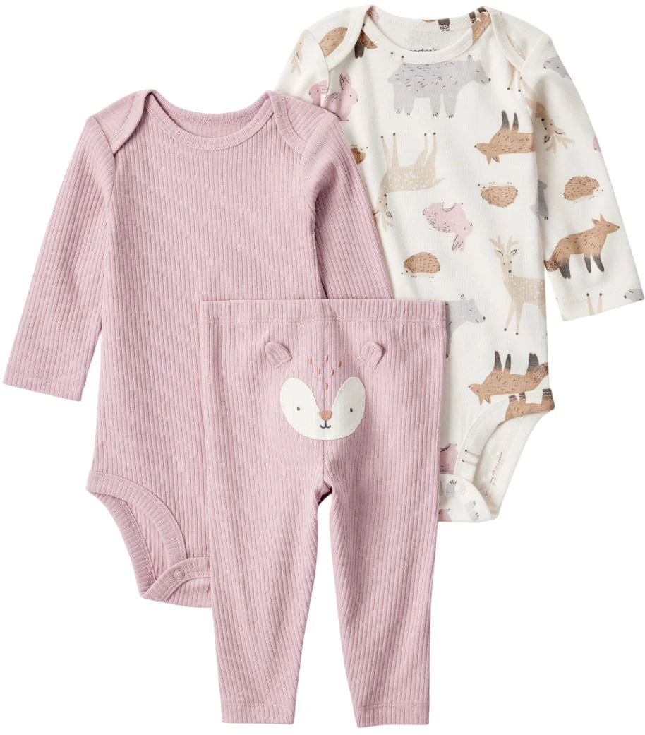 image for Carter's Set 3 piese Pink Deer - 2 body cu maneca lunga si pantaloni foto