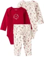 Carter's Комплект 3 в 1 Christmas Holiday Floral - 2 боди с длинными рукавами и штаны foto