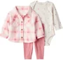 Carter's Set 3 piese Pink Plaid - cardigan, body cu maneca lunga si pantaloni foto
