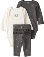 Carter's Set 3 piese Bow Grey - 2 body cu maneca lunga si pantaloni foto