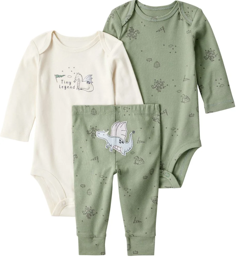 image for Carter's Set 3 piese Green Dragon - 2 body cu maneca lunga si pantaloni foto