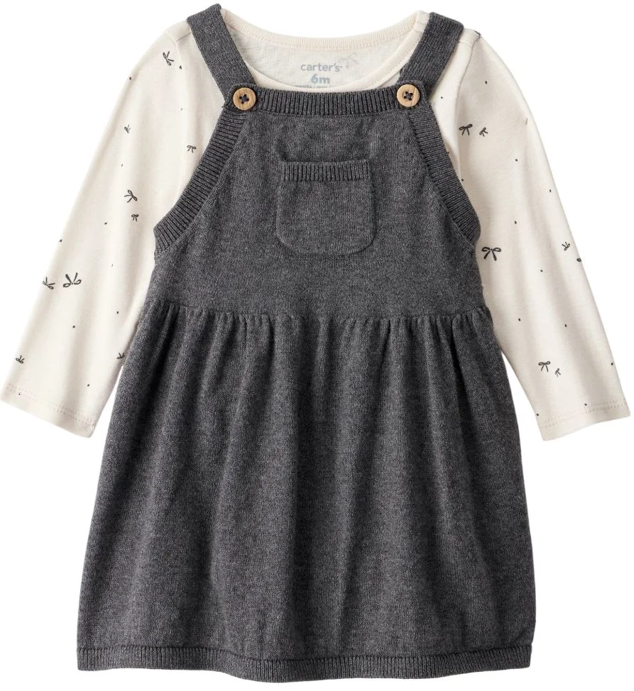 image for Carter's Rochita tip sarafan cu body din bumbac Gray Bow foto