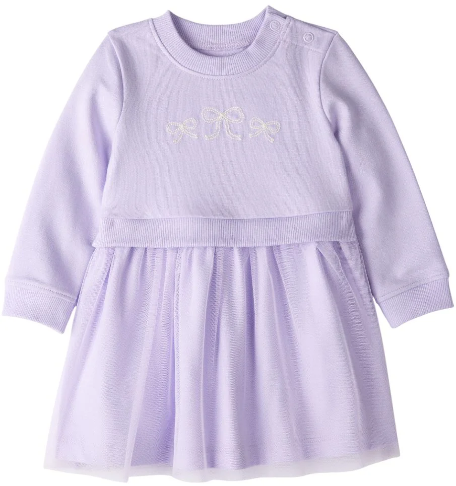 image for Carter's Rochita cu maneca lunga cu tul Lavender Bow foto