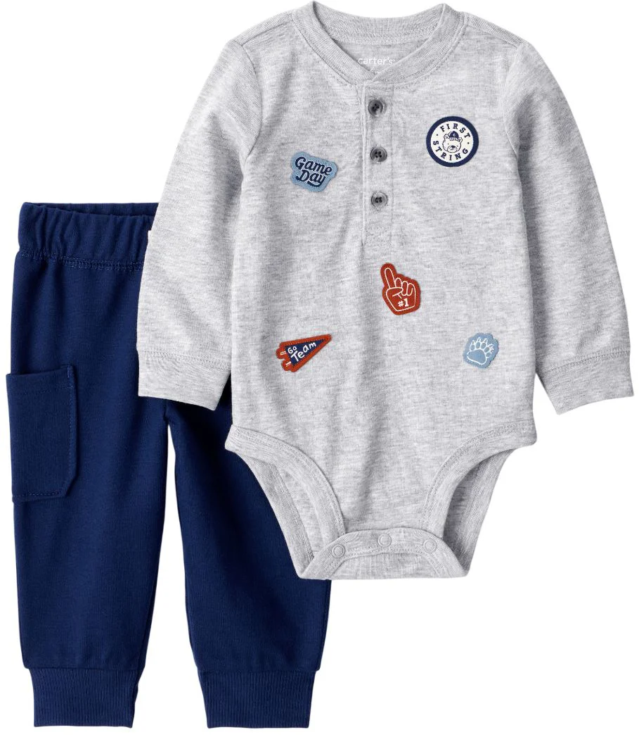 Carter's Set 2 piese Gray Gameday - body si pantaloni foto