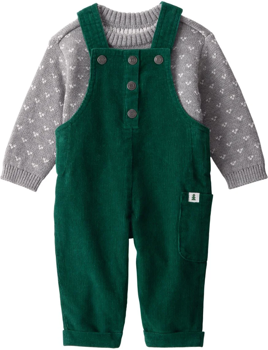 image for Carter's Set 2 piese Green Solid Overall - pulover si salopeta din catifea reiata foto