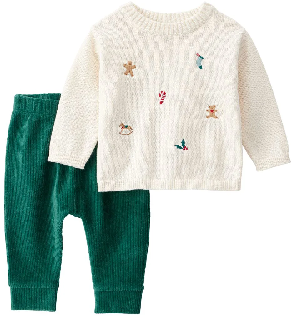 Carter's Set 2 piese Christmas Ivory Sweater With Art - pulover si pantaloni foto