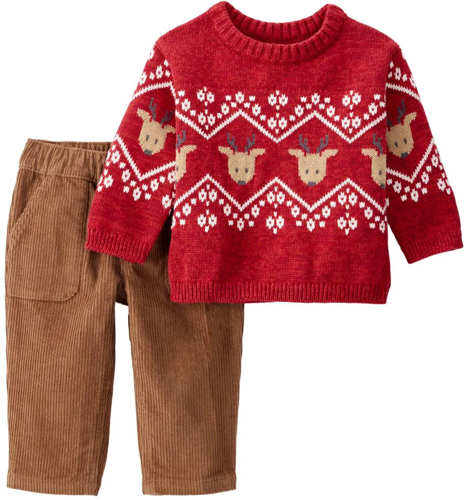 Carter's Set 2 piese Christmas Red Reindeer - pulover si pantaloni foto