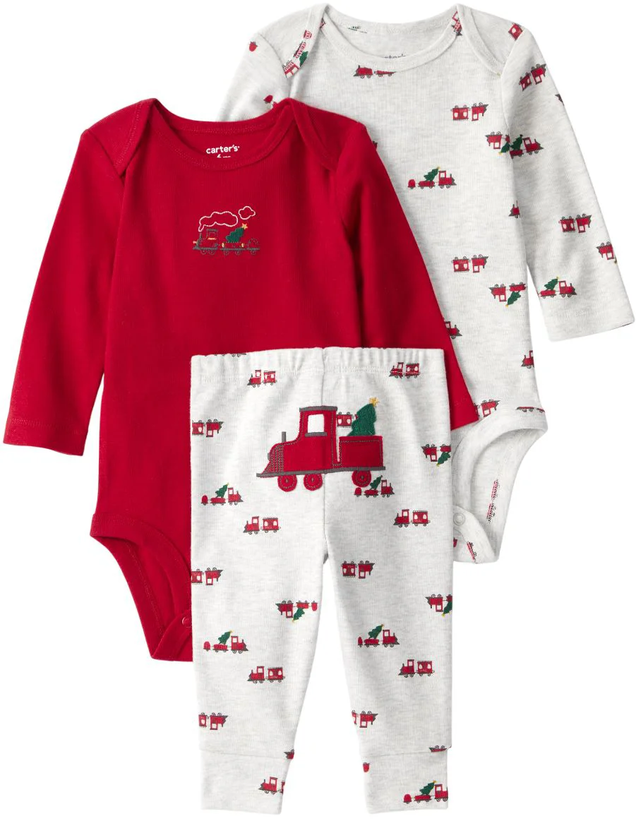 image for Carter's Set 3 piese Christmas Tree Train - 2 body cu maneca lunga si pantaloni foto