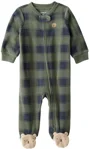 Carter's Pijama din microfleece Green Plaid Bear Feet foto