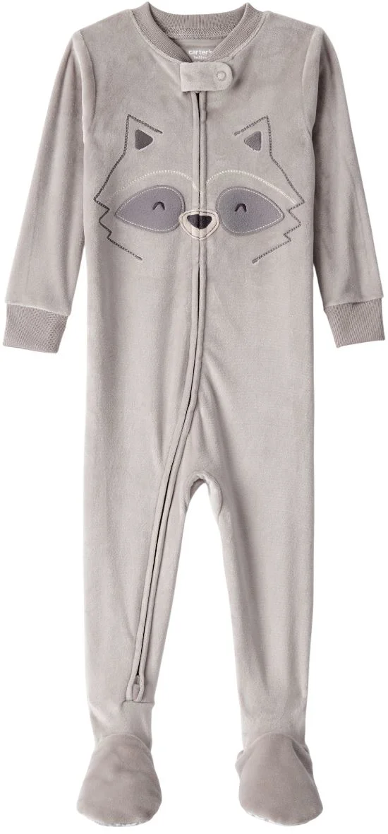Carter's Pijama Velboa Grey Racoon Face foto