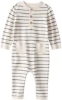 Carter's Salopeta din bumbac Gray-Ivory Stripe foto