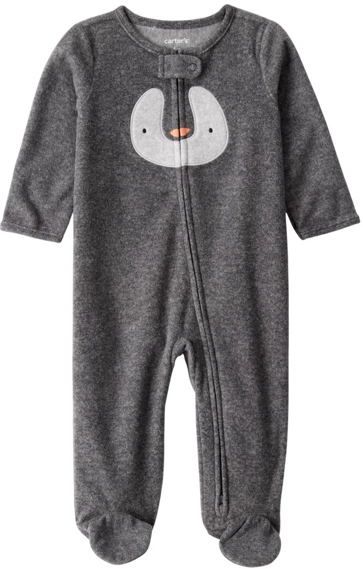 Carter's Pijama din microfleece Gray Penguin Face foto