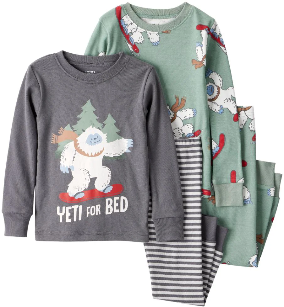 Carter's Комплект из 2 пижам хлопковых Grey-Green Yeti foto