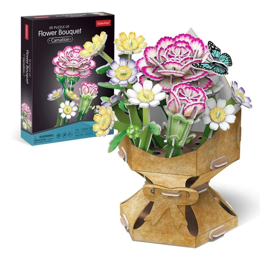 3D Puzzle CubicFun Buchet de flori - Garoafa, 134 piese foto