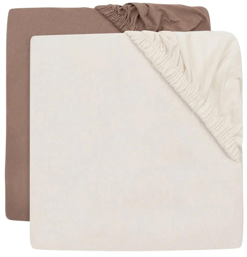 Cearsaf cu elastic Jollein Jersey Milky Coffee/Ivory, 120x60 cm, 2 buc. foto