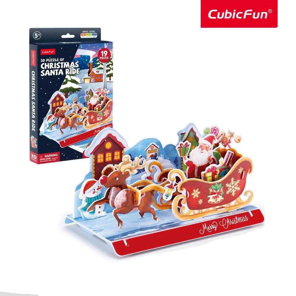 3D Puzzle CubicFun Sania lui Mos Craciun, 19 piese foto