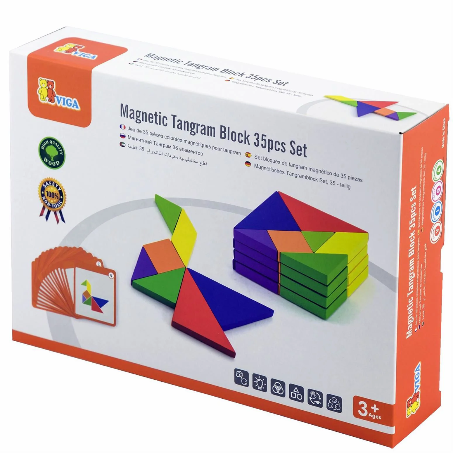 image for Joc educativ Viga Toys Tangram magnetic - cu carduri model foto