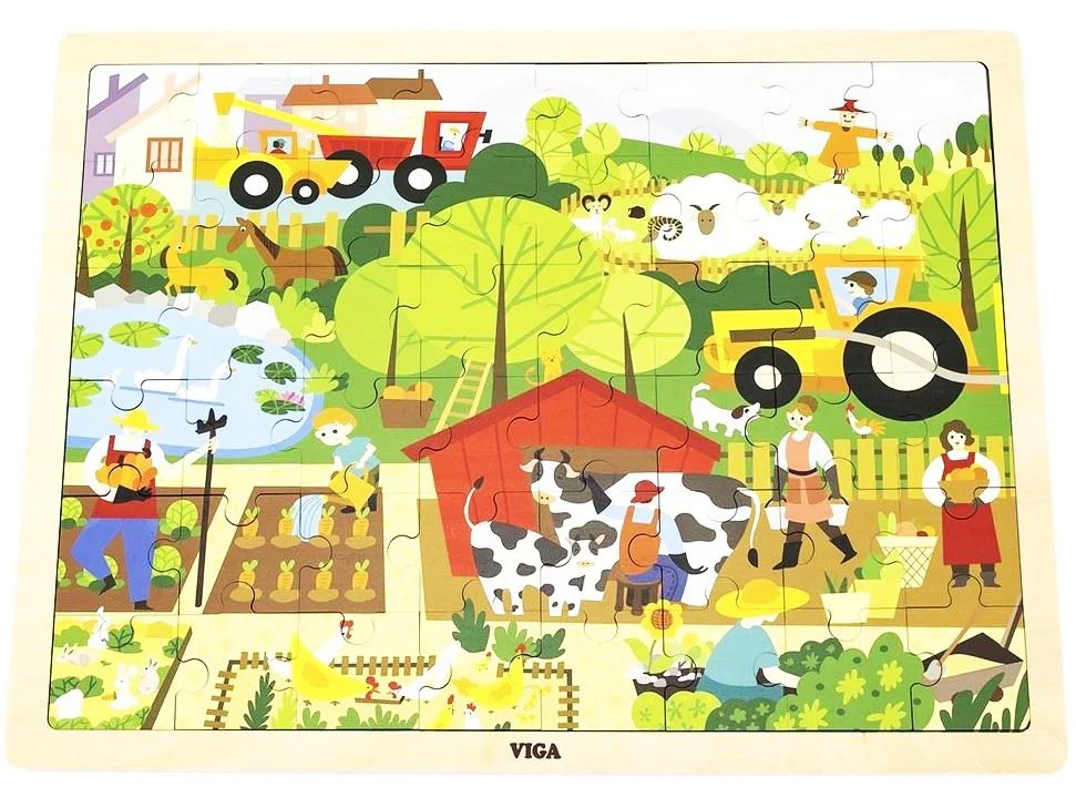 image for Деревянный пазл Viga Toys «Ферма», 48 деталей foto