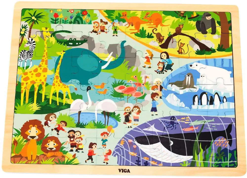 image for Деревянный пазл Viga Toys «Зоопарк», 48 деталей foto