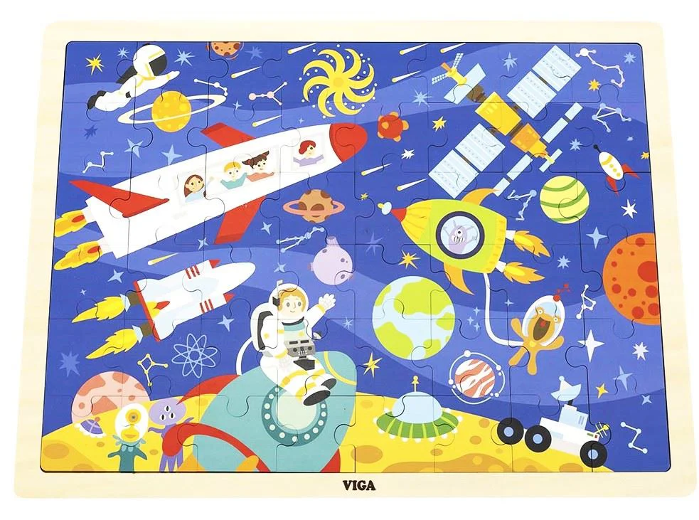 Puzzle din lemn Viga Toys Spatiu Cosmic,  48 elem. foto