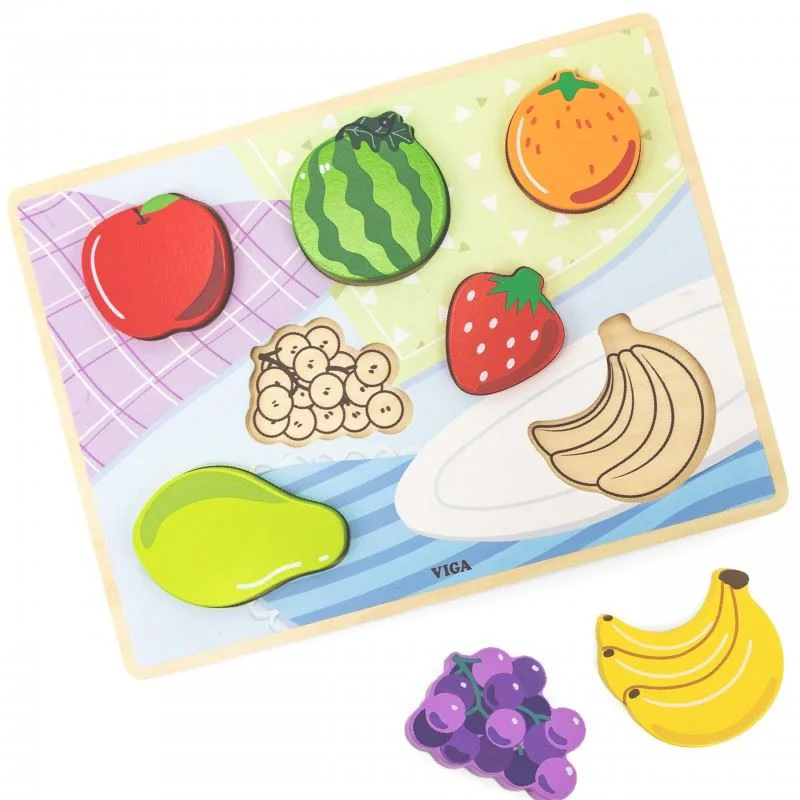 image for Puzzle tactil Viga Toys Fructe, 7 piese foto