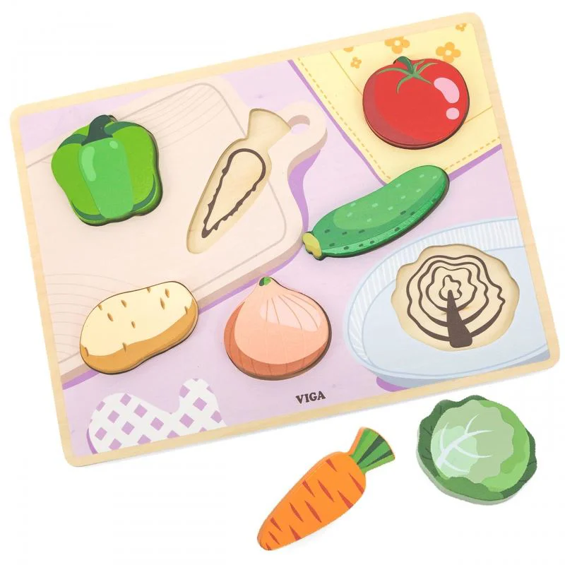 Puzzle tactil Viga Toys Legume, 7 piese foto