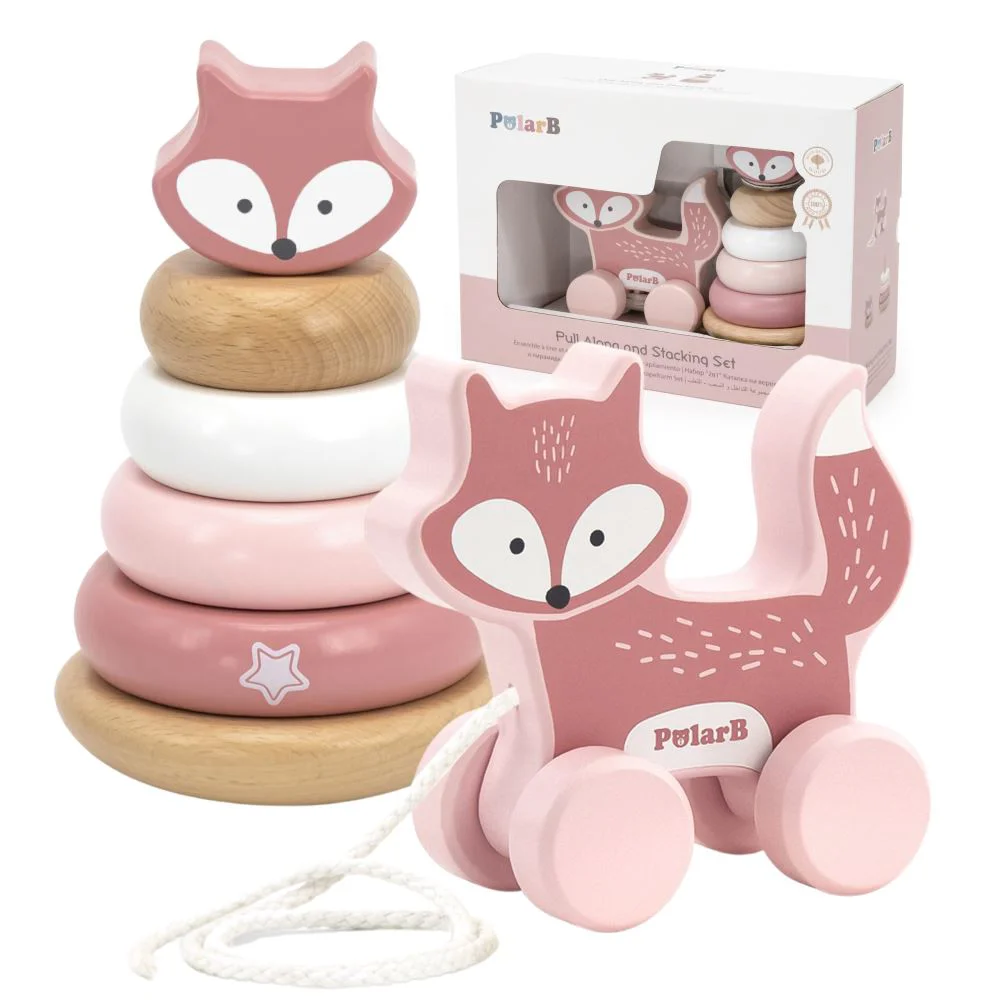 Set jucarie de tras si piramida din lemn Viga Toys Vulpe foto